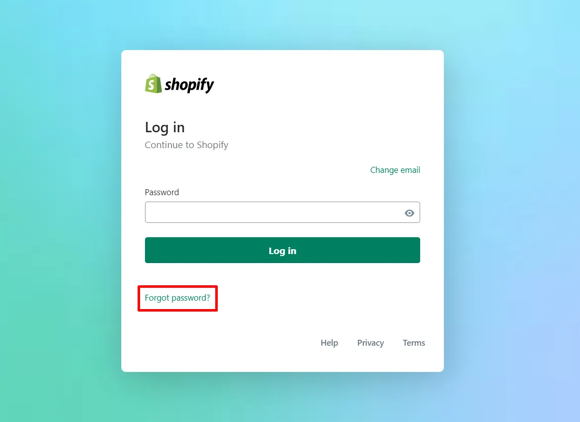 Shopify forgot password option
