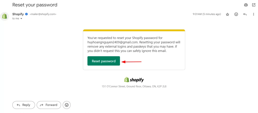 click “Reset password”