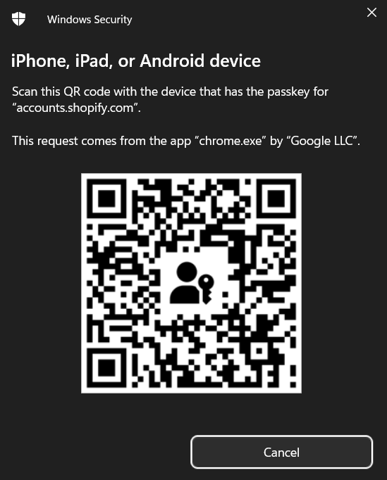 login to shopify by another device