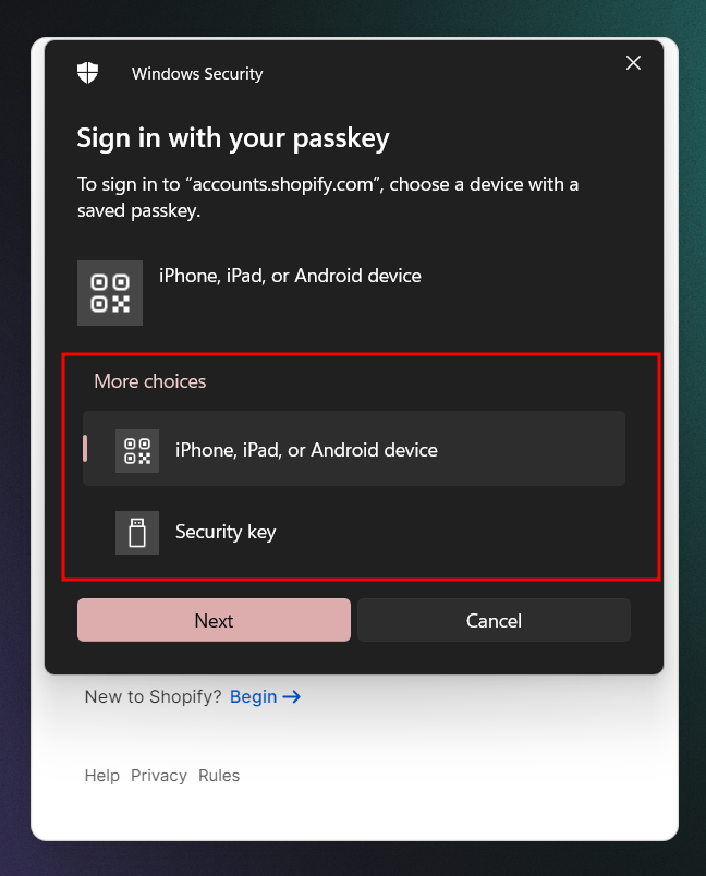 login with your passkey