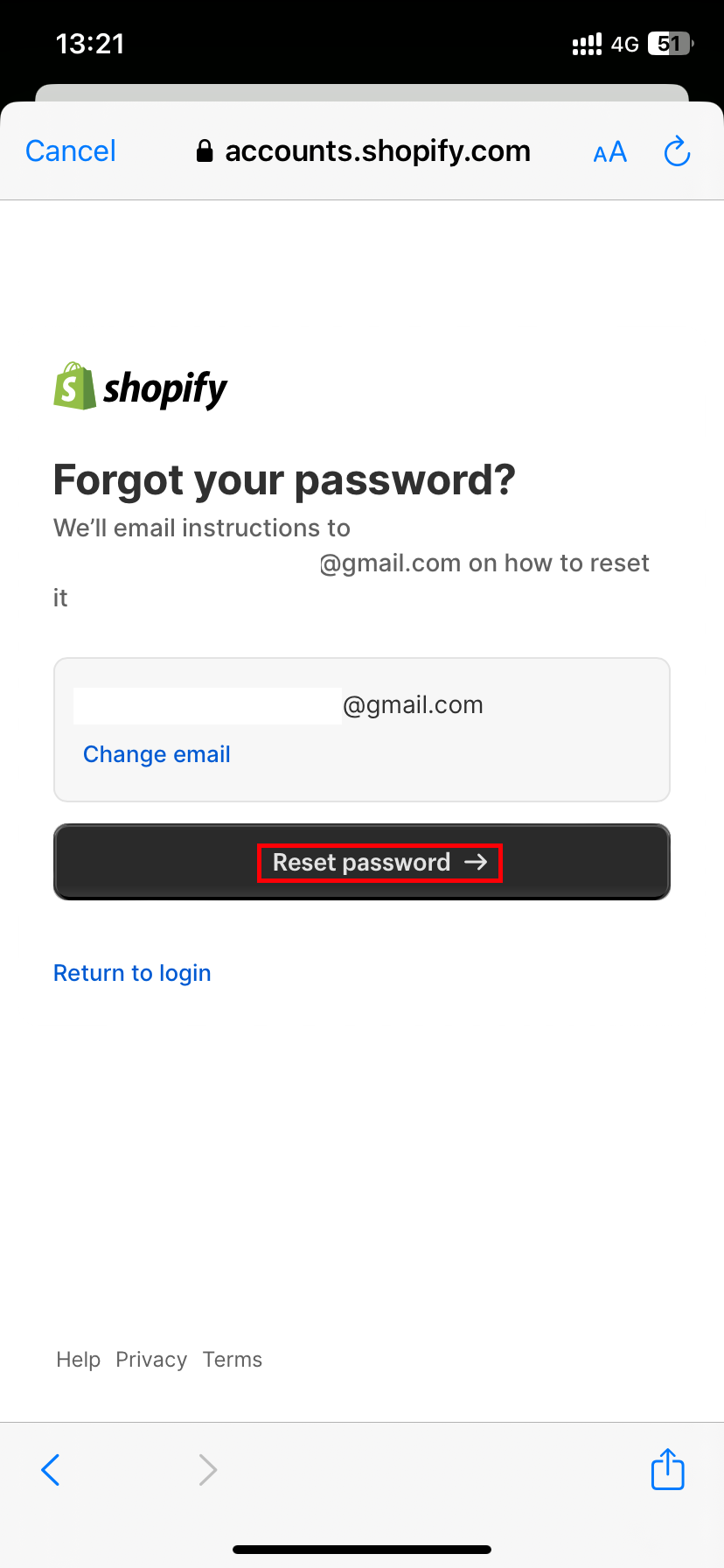 click “Reset password”