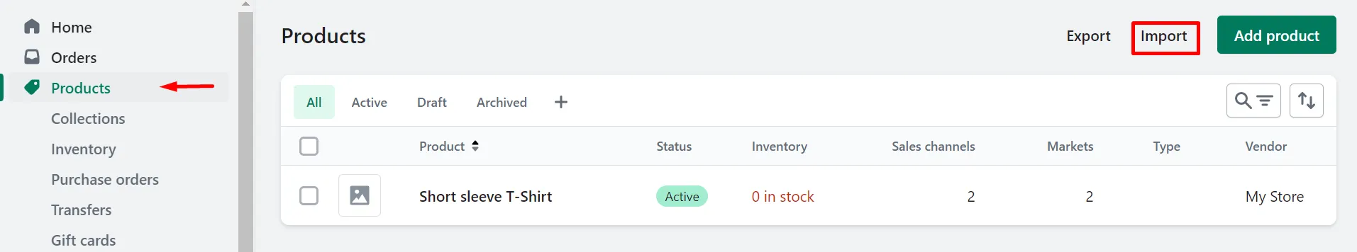 Import products to Shopify