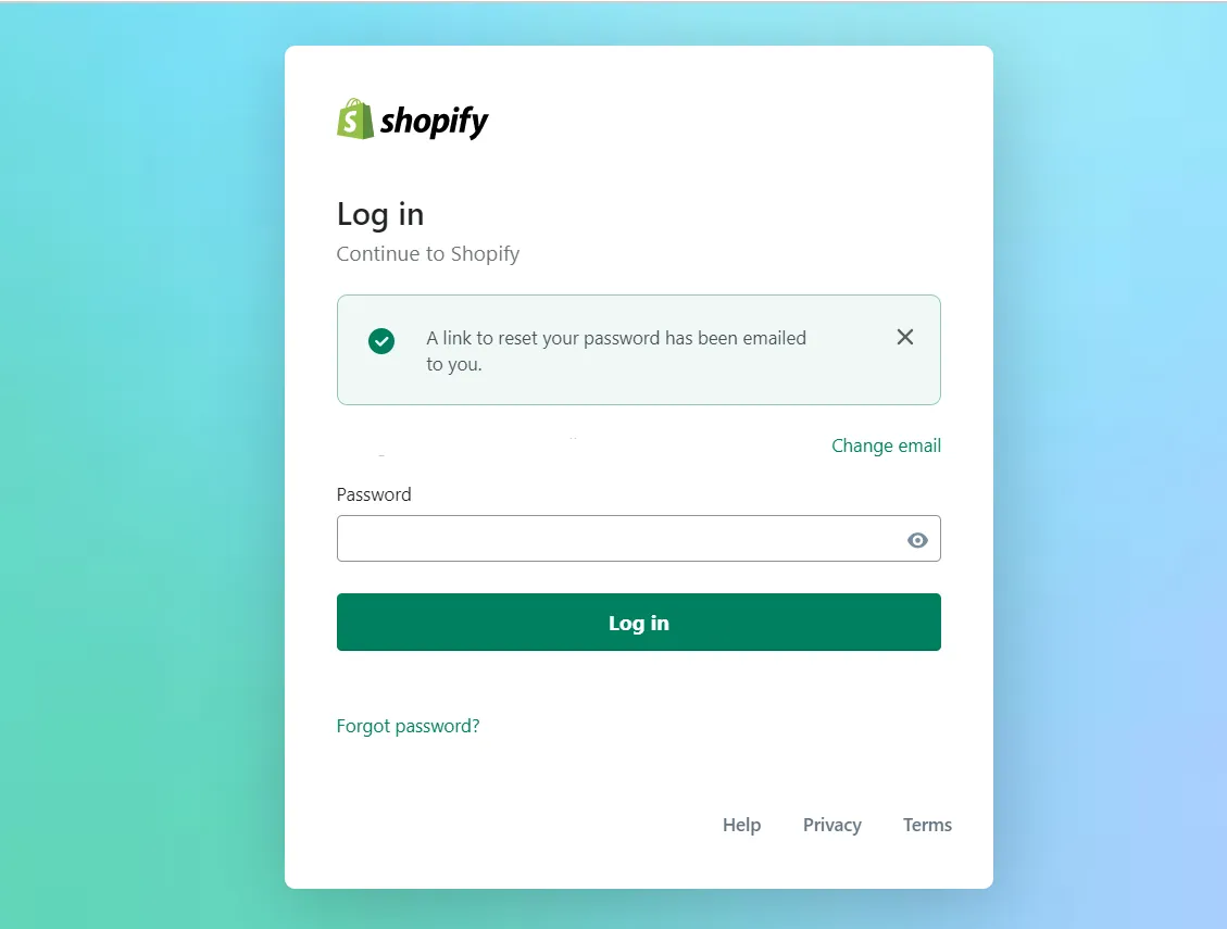 Login to Shopify using new password