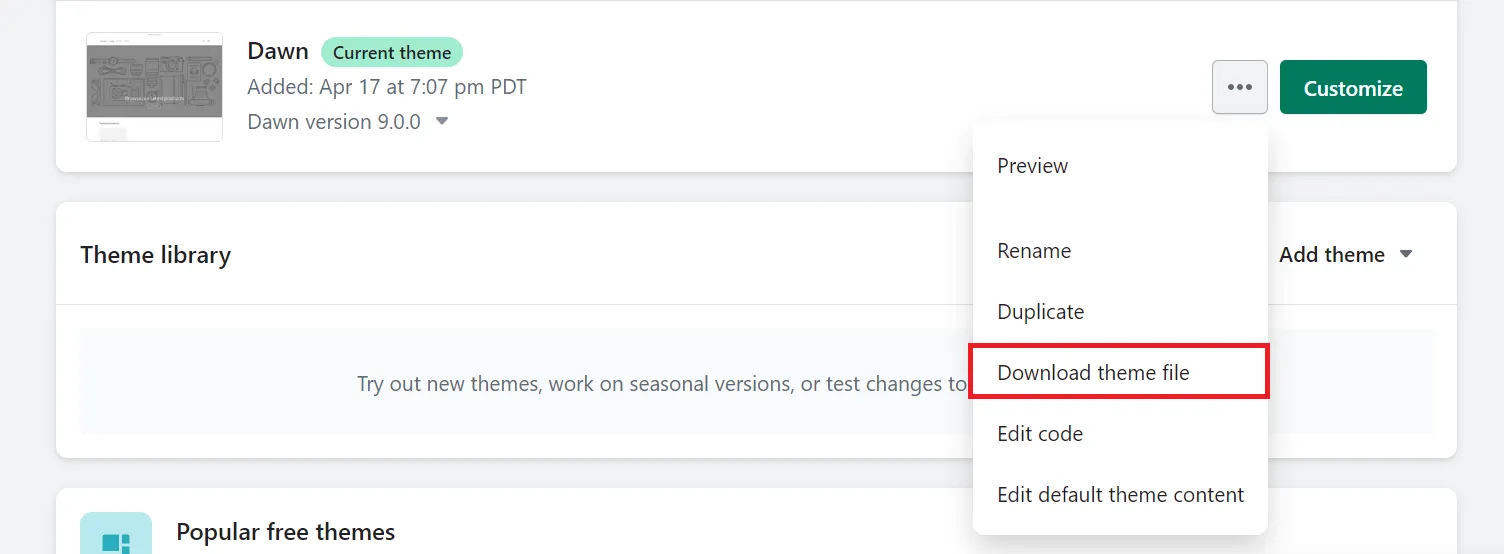shopify download theme file