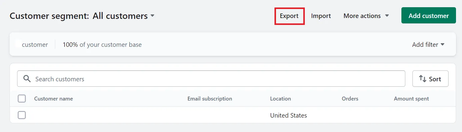 shopify export customers