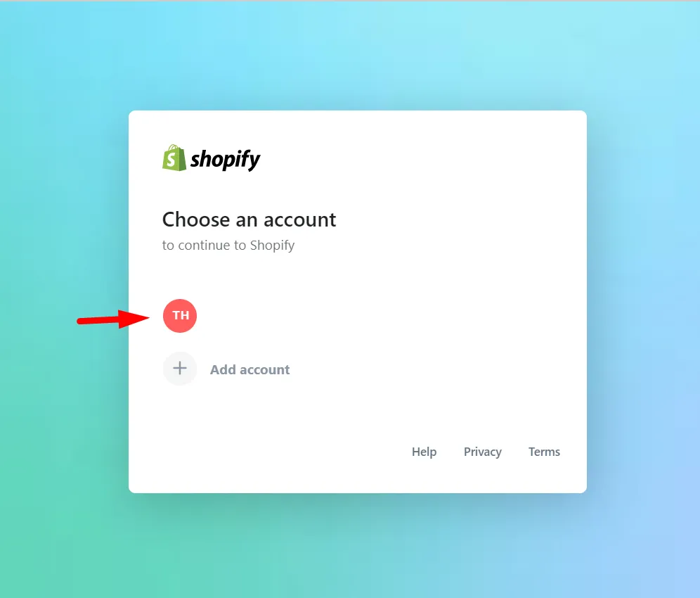 Select a store connected to your Shopify account