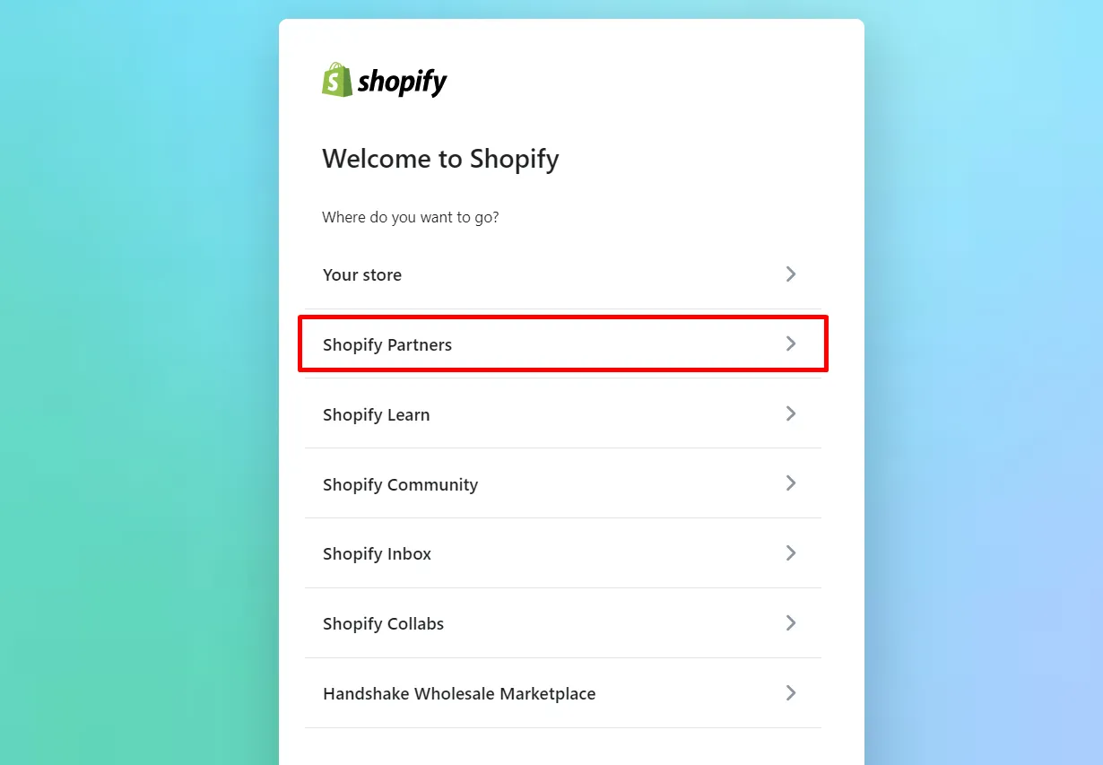 Shopify Partners account