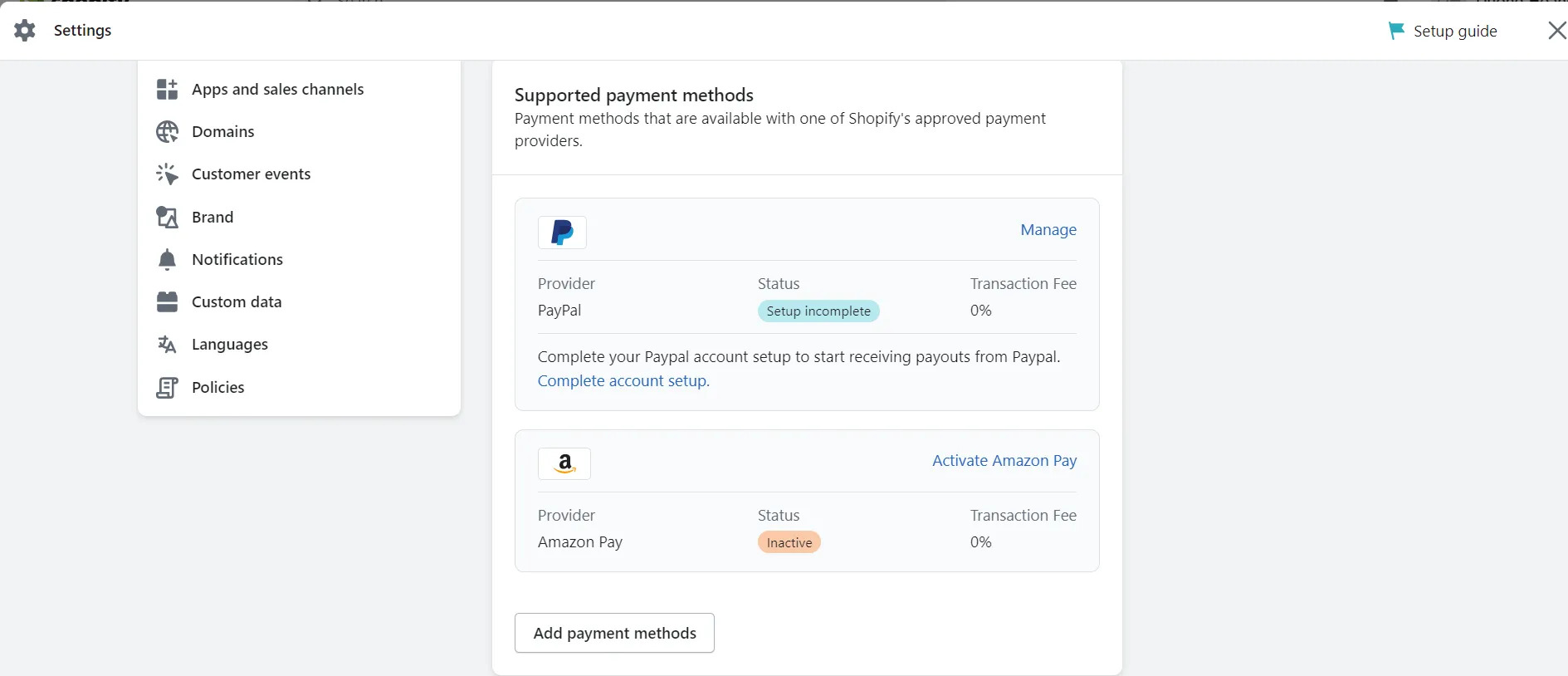 Set up payment gateways