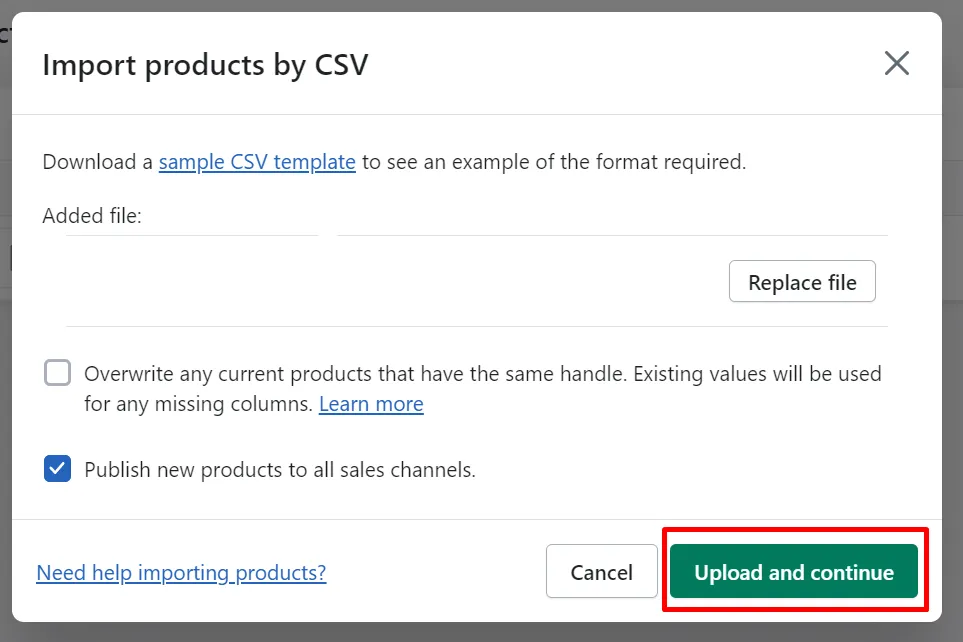 Overwrite Shopify CSV import data