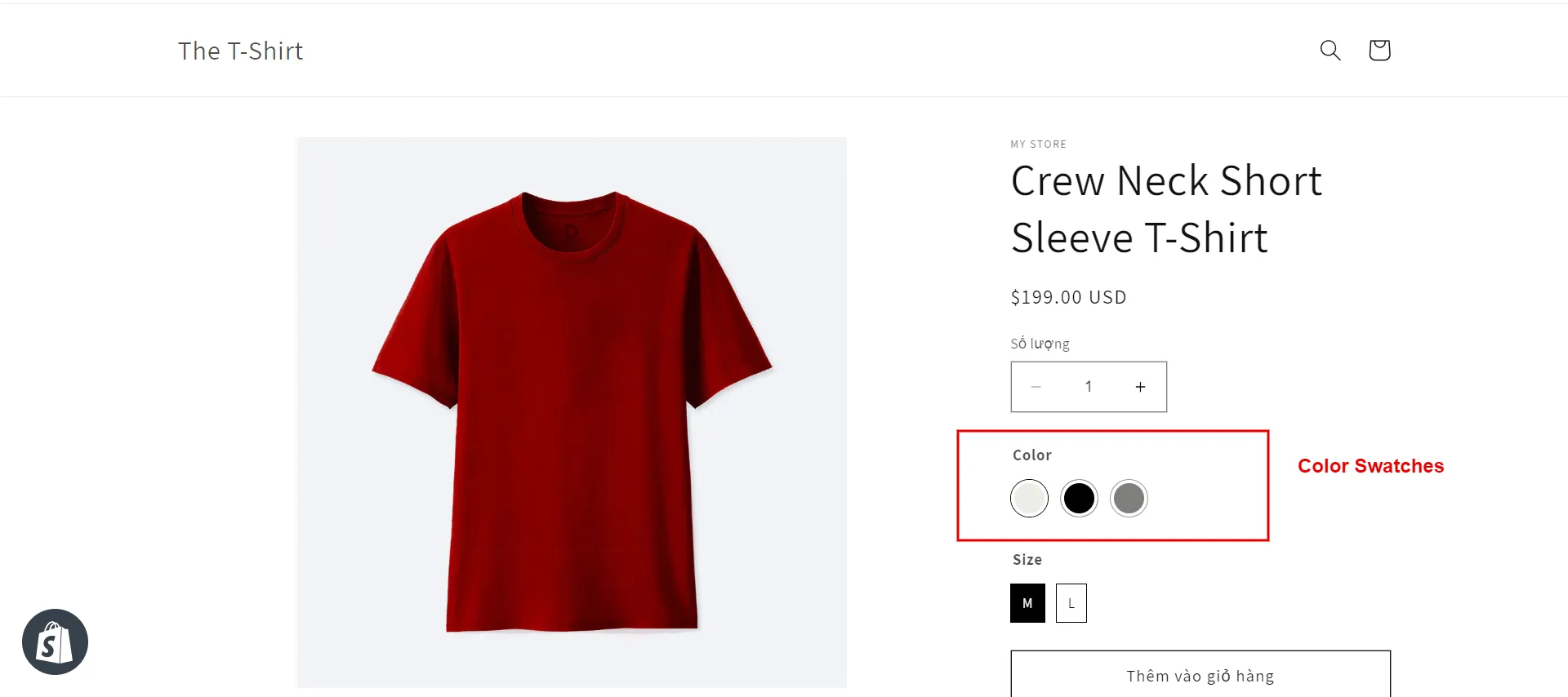 Shopify dawn theme color swatches example
