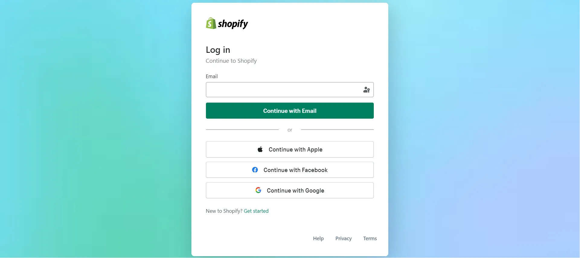 Log in to your Shopify account