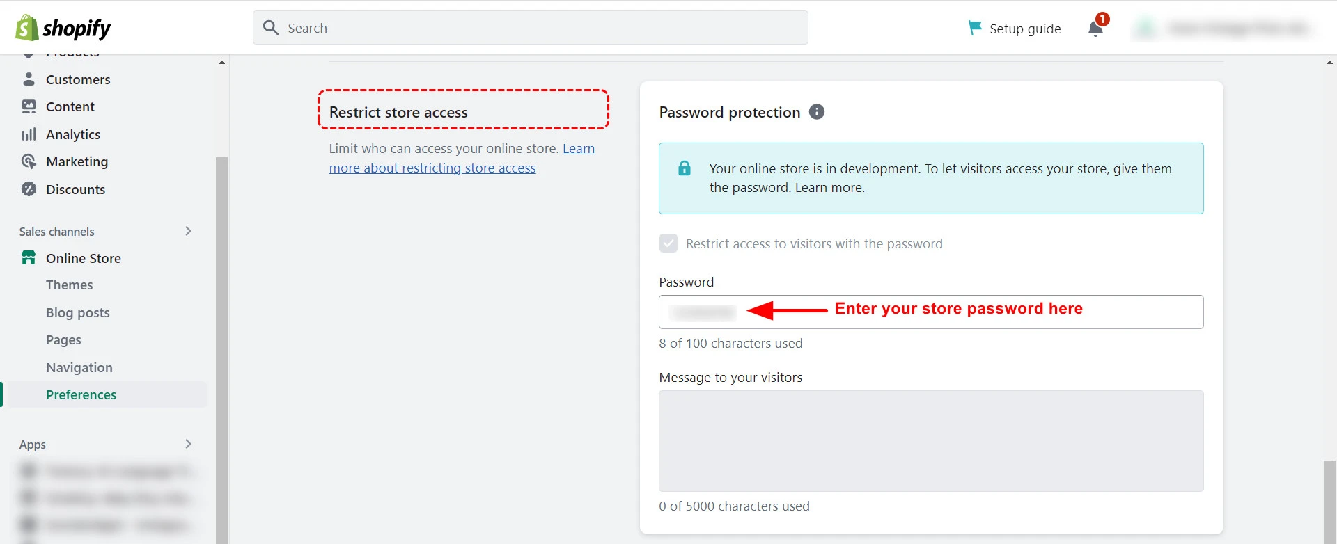how to password protect Shopify store