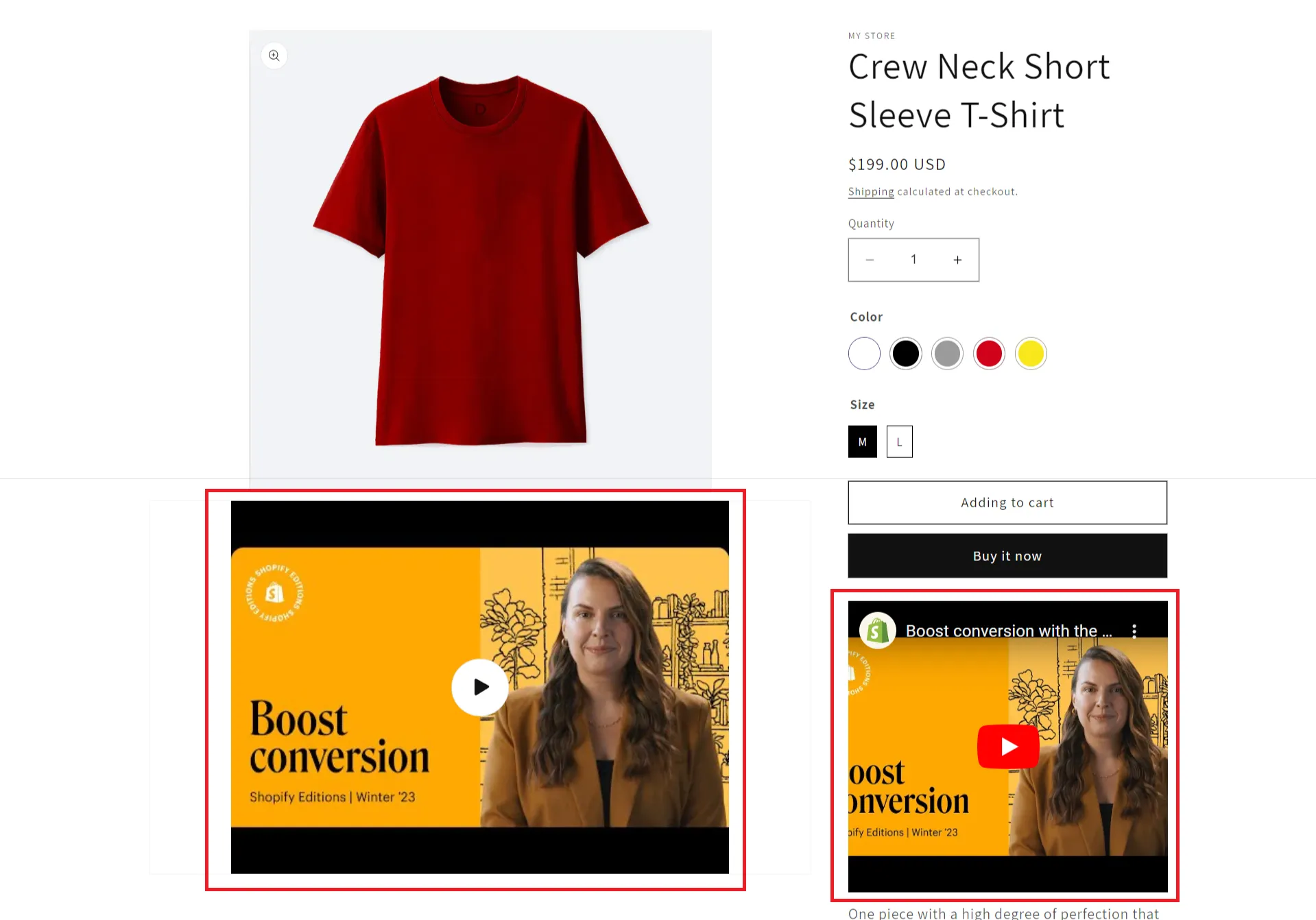 How to embed a YouTube video in Shopify item description