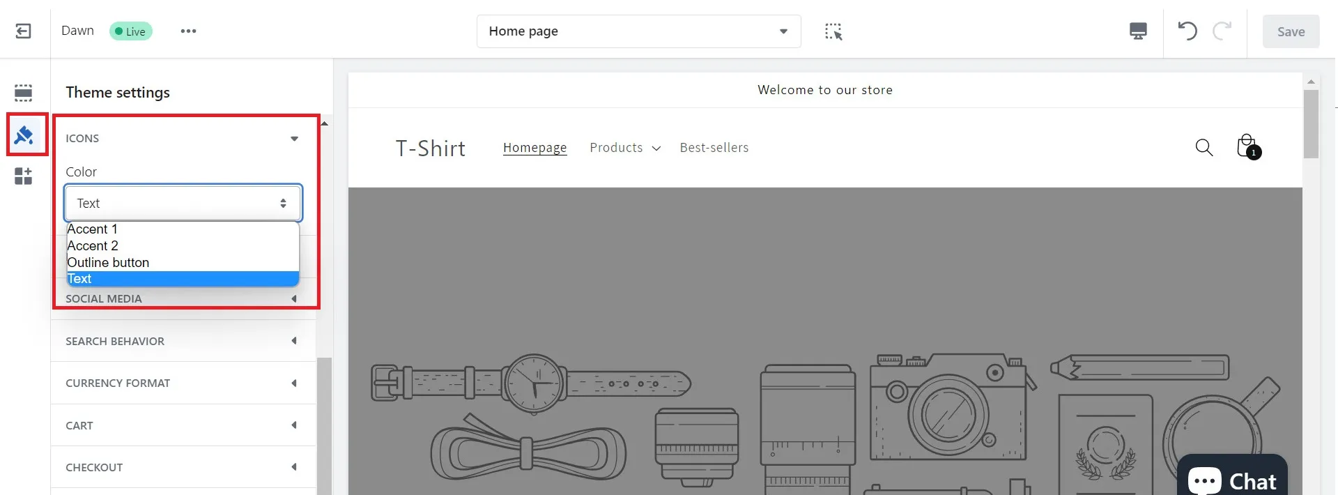 Editing Shopify themes’ icons