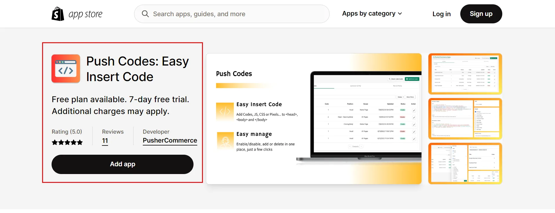 Push Codes by PusherCommerce developer