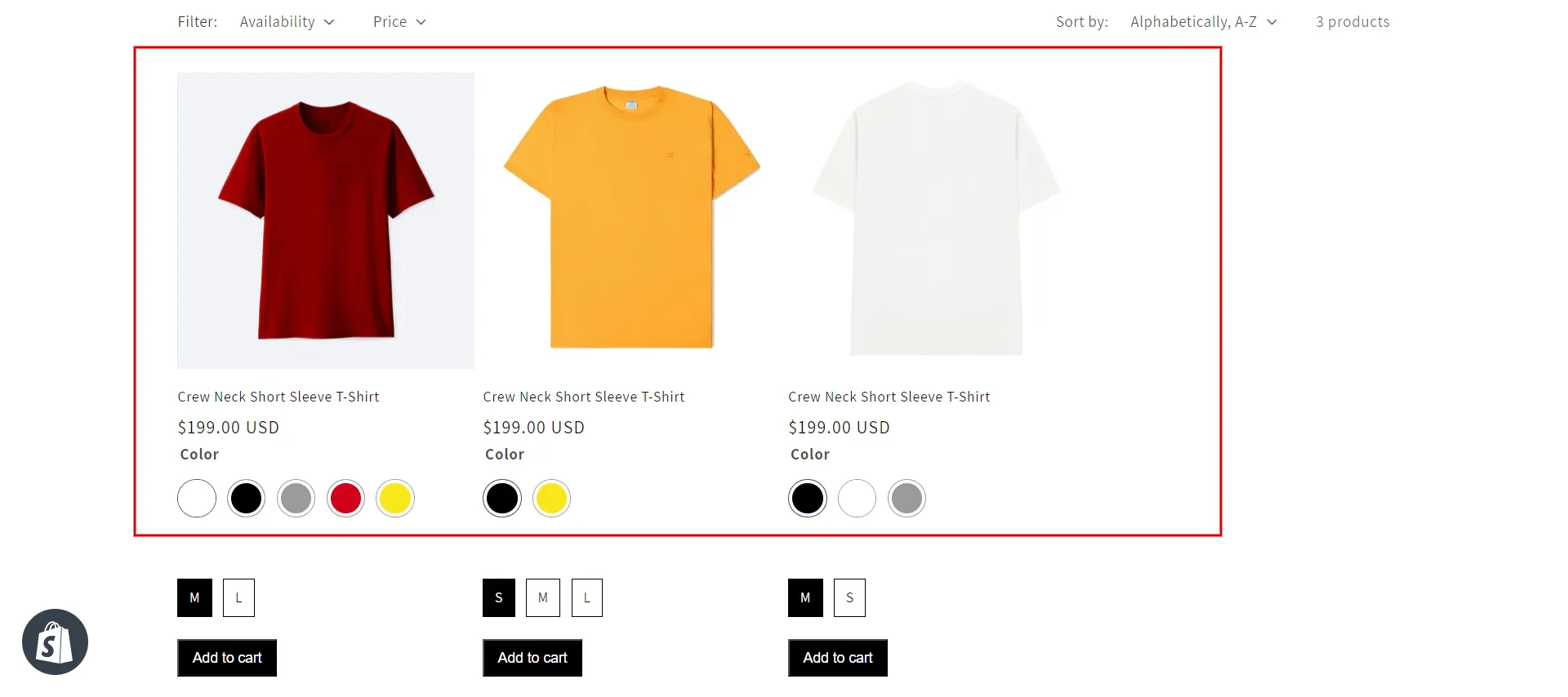 Shopify variant images swatches on collection page