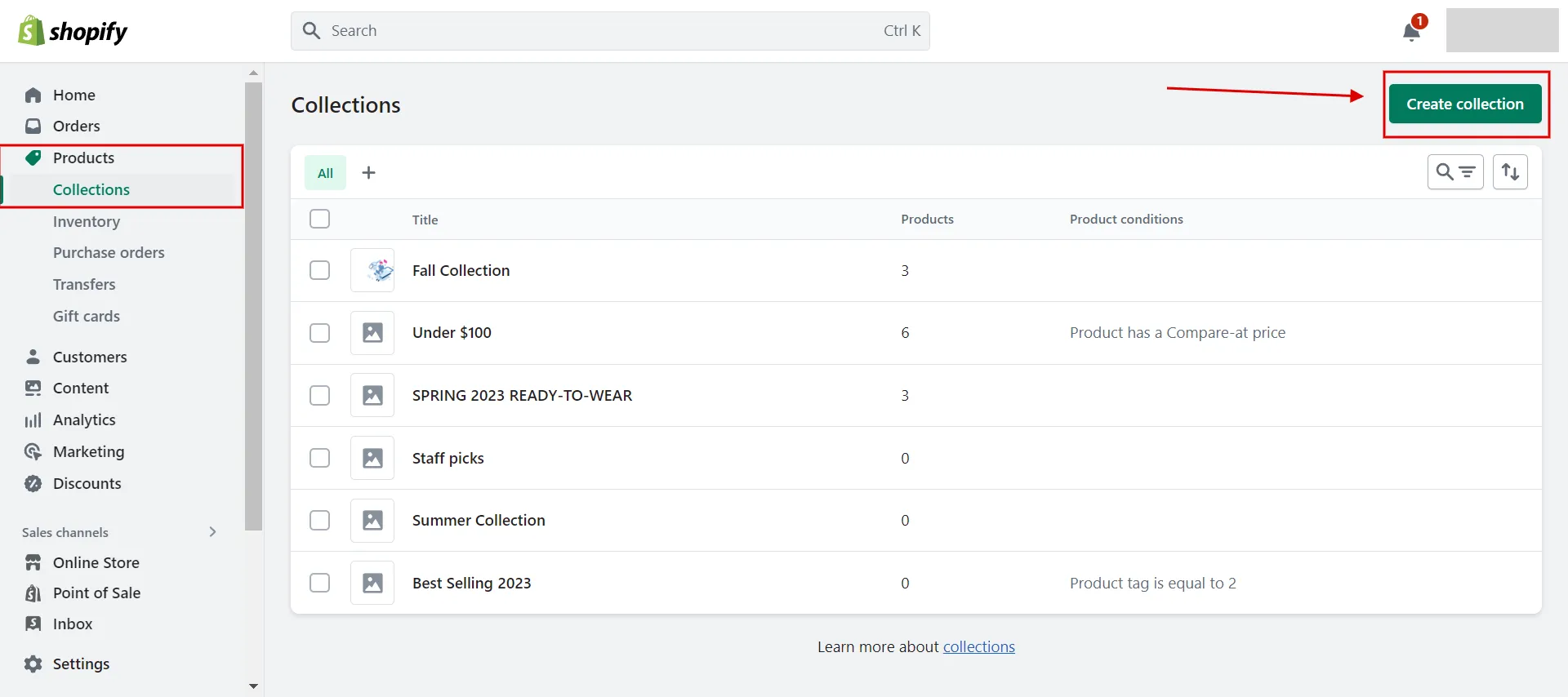 Create a collection on admin dashboard - add products to featured collection on shopify