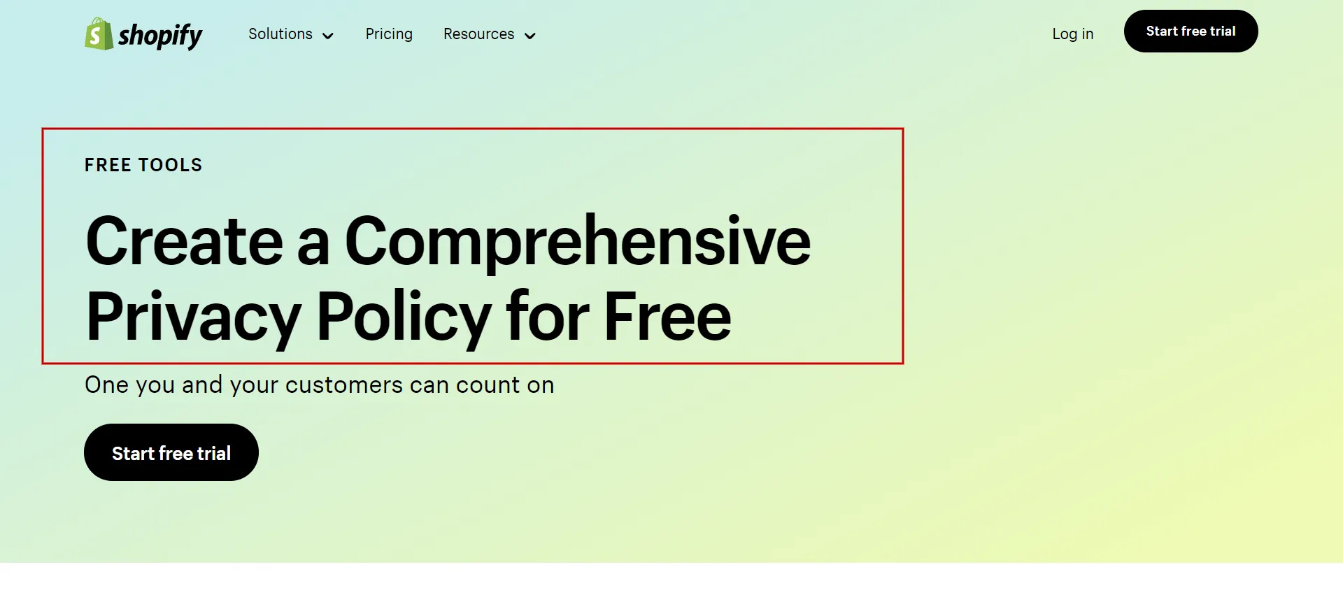 The free privacy policy generator Shopify