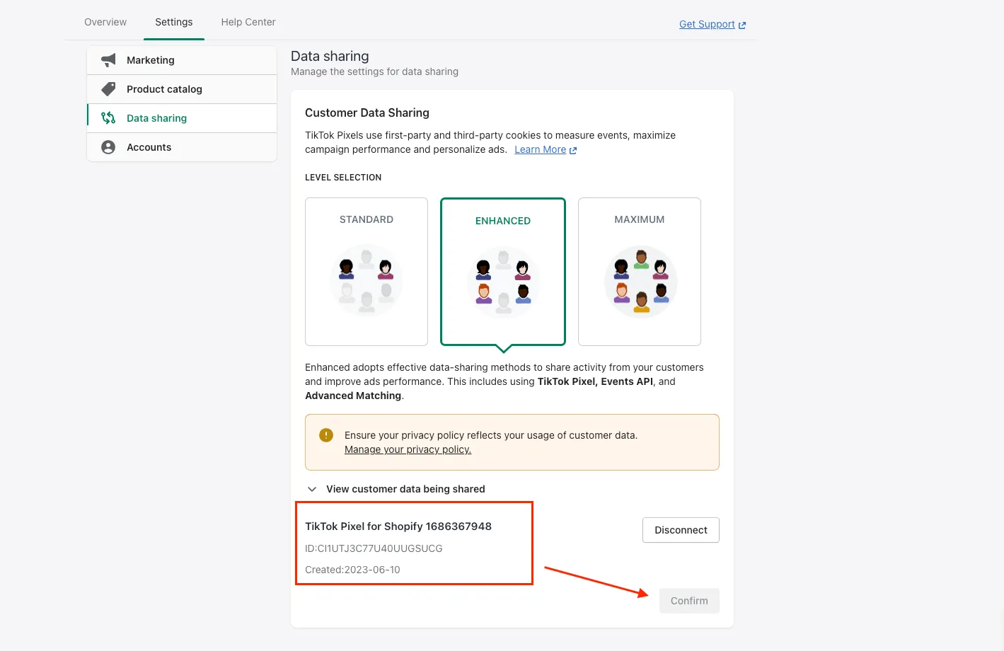 Confirm TikTok Customer Data Sharing on Shopify