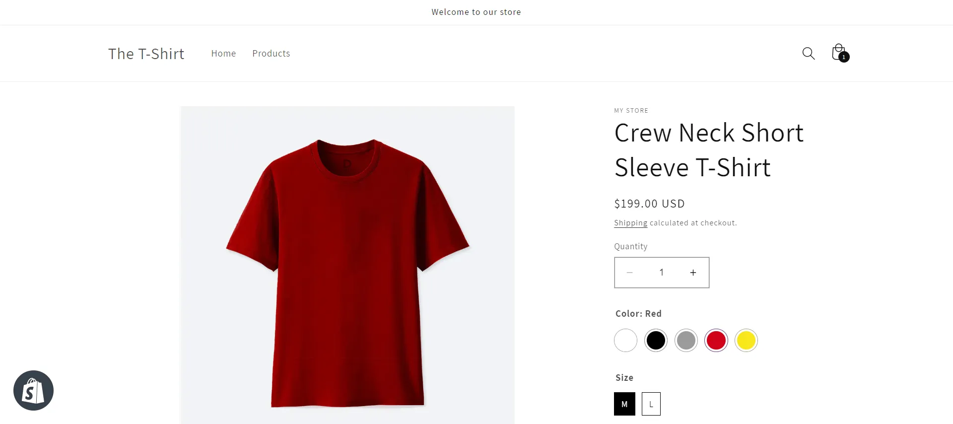 Demo T-shirt on Shopify storefront