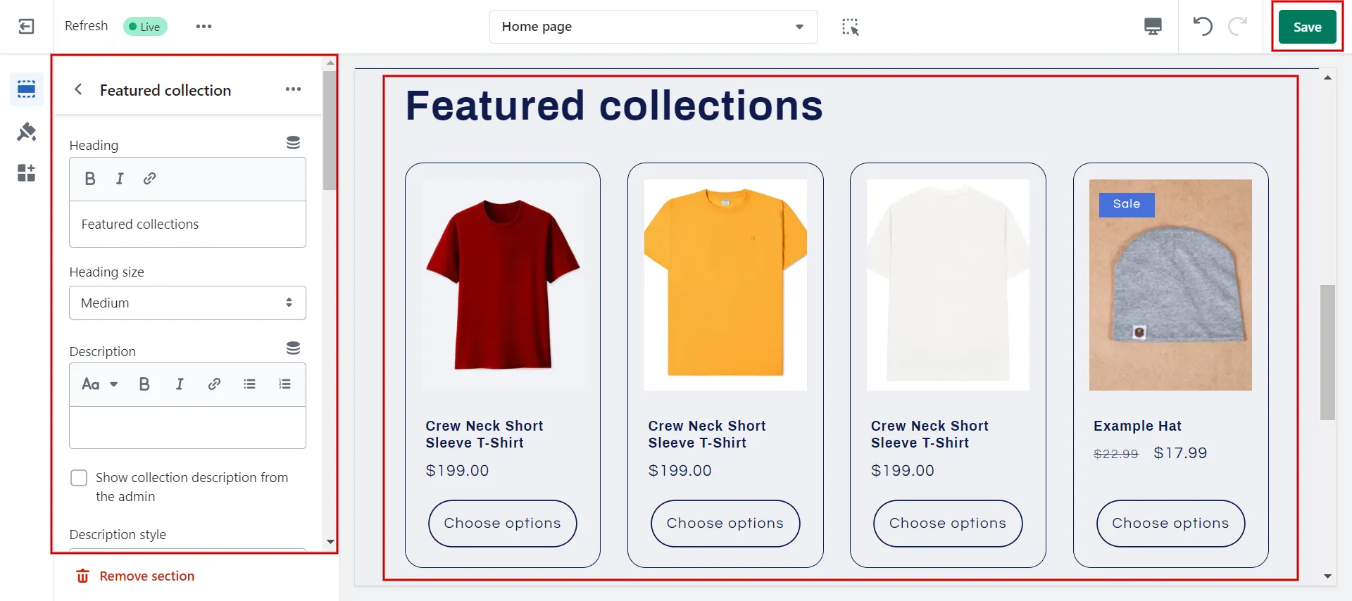 Set up and customize featured collections 