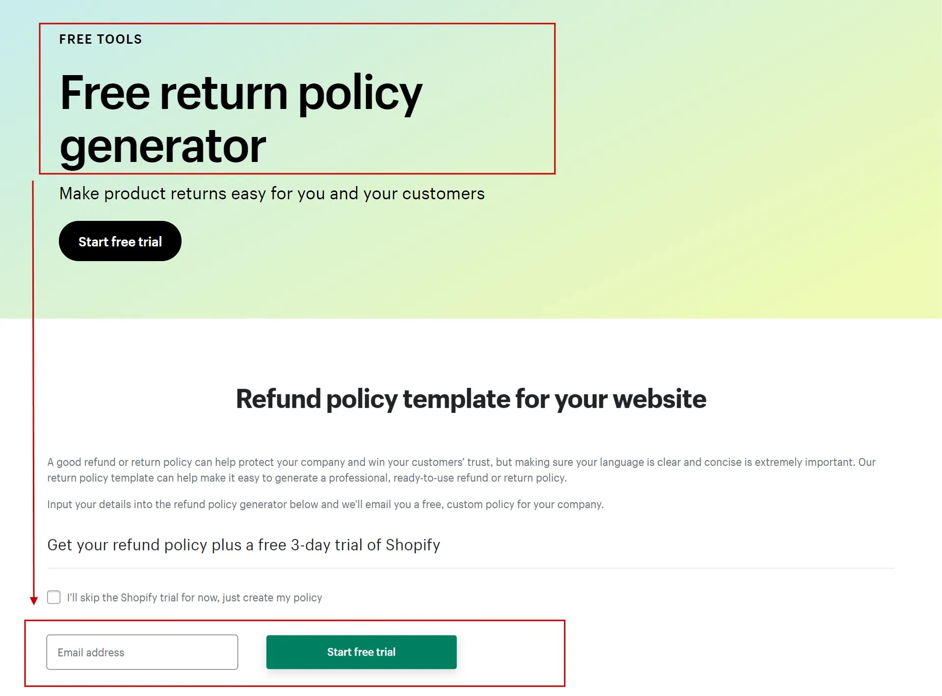 Visit refund policy generator Shopify