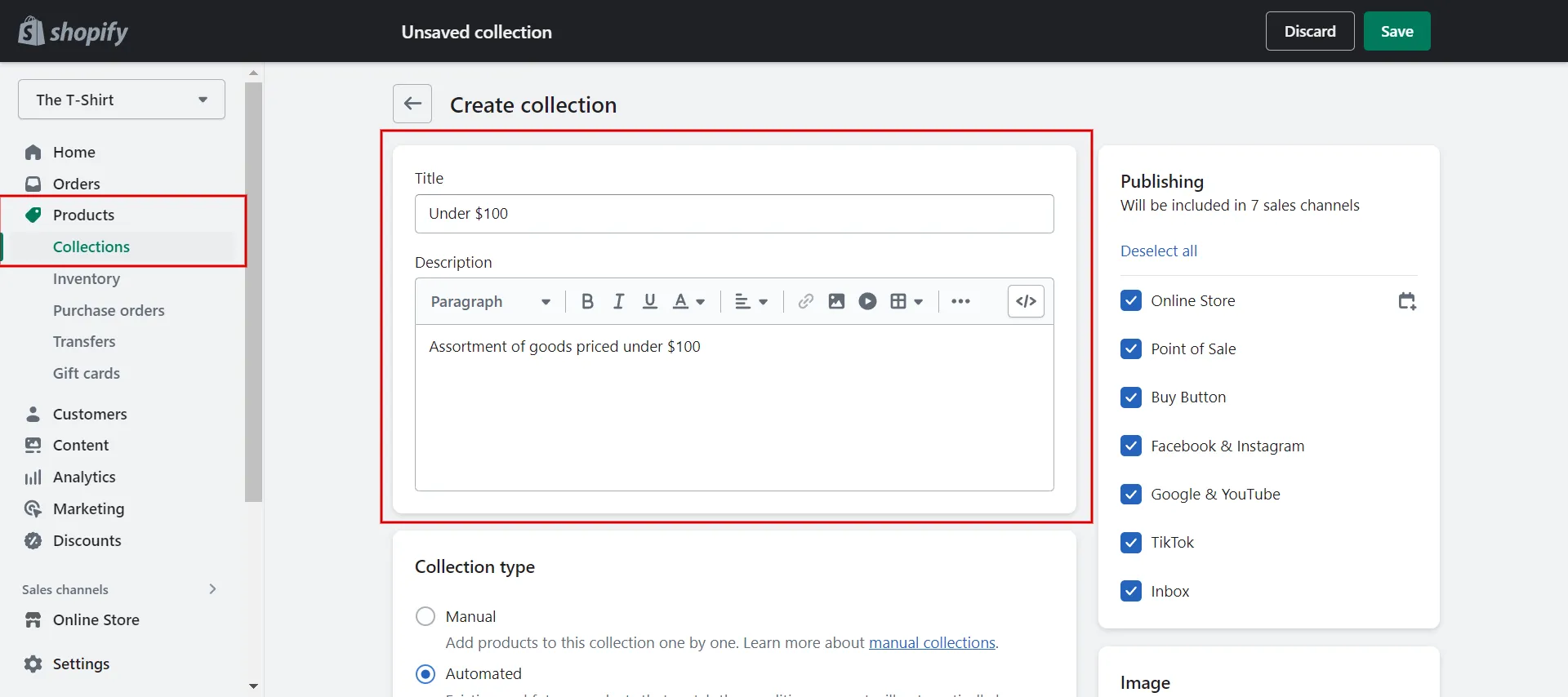 Create a title and description for collections.