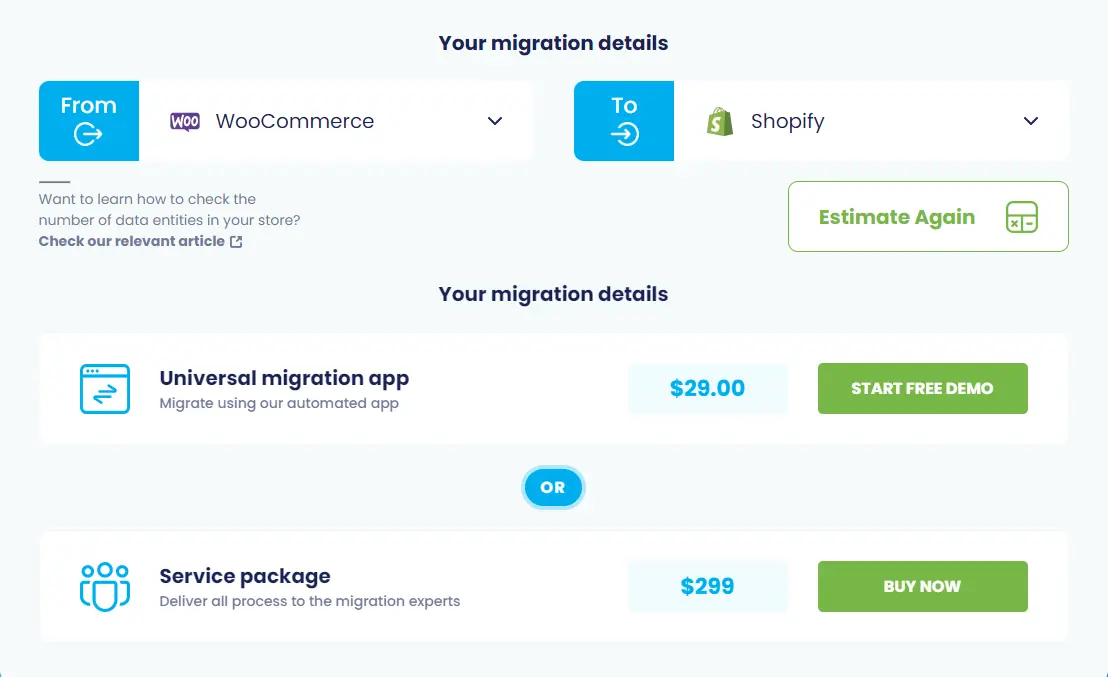 Cart2Cart’s migration details