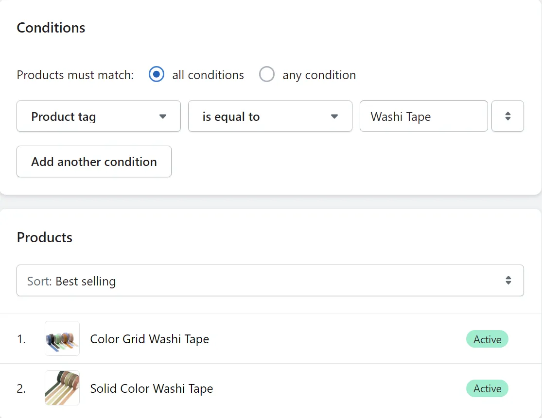Add products to Shopify automated collection