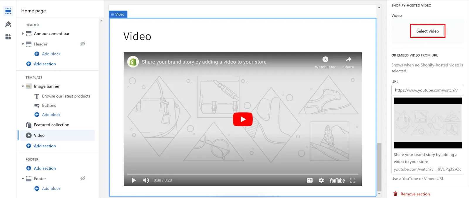 How to add video to Shopify homepage by uploading your own video