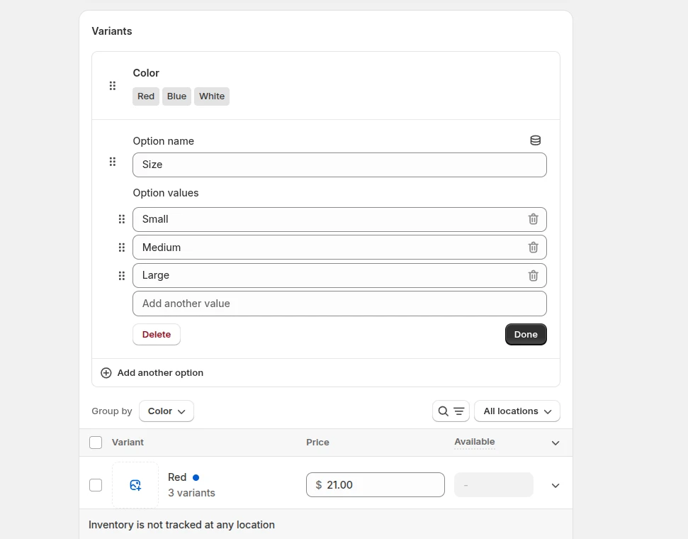 Step 6: Add another option