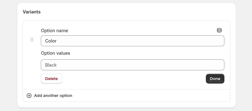 Step 4: Add option name