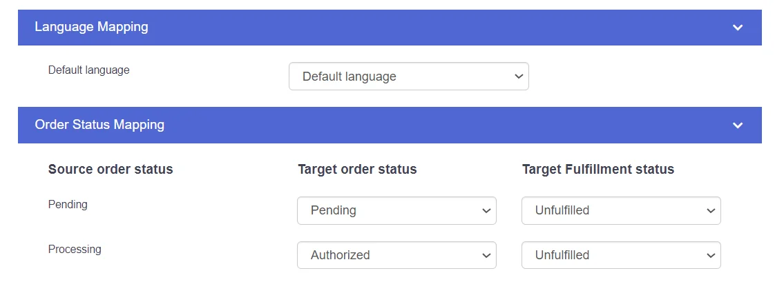 Order status and language mapping