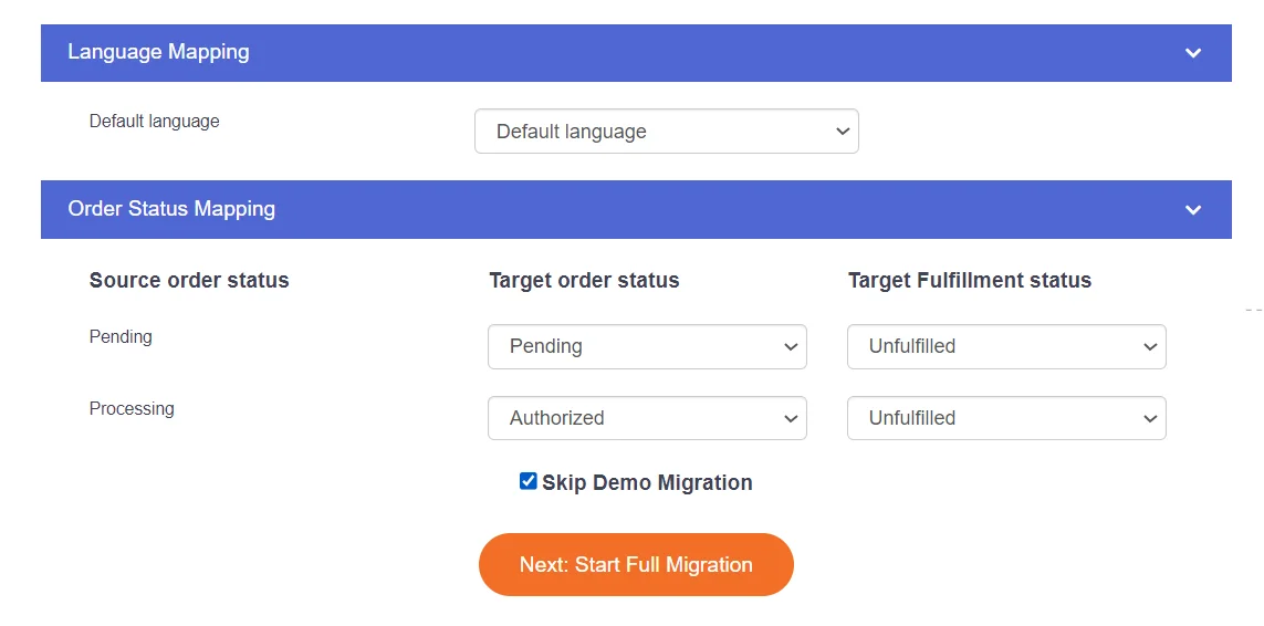 Skip Demo Migration if you want