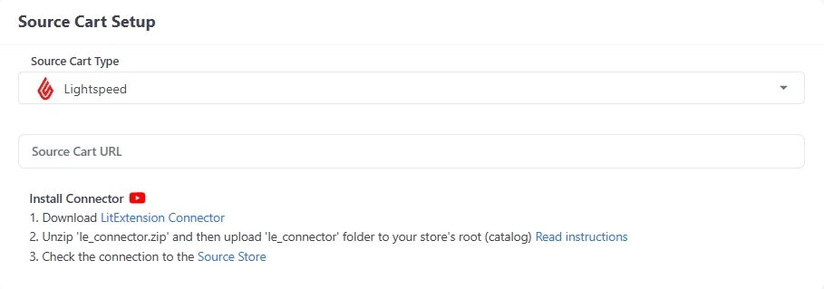 Set up Lightspeed as Source Cart type