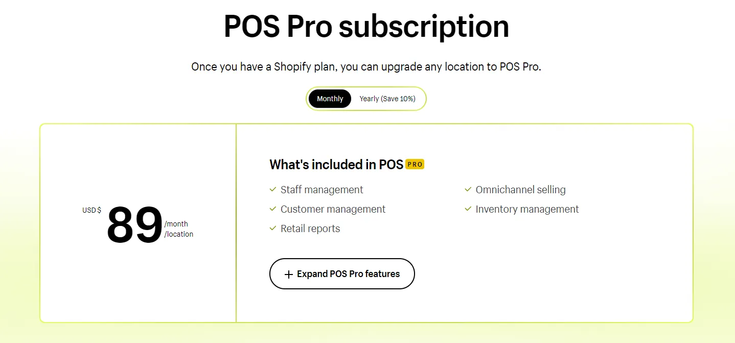 Shopify POS Pro pricing