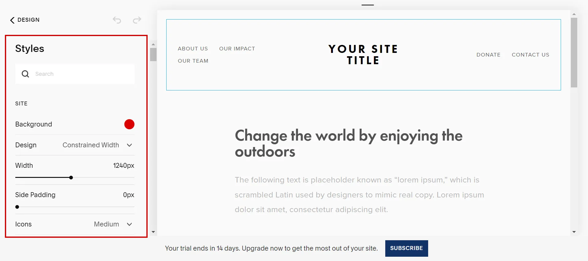 How to change Squarespace template by site style