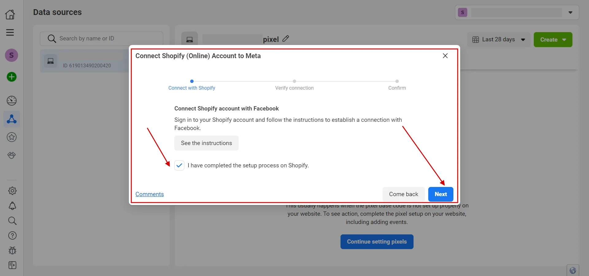 Connect Shopify account with Facebook.