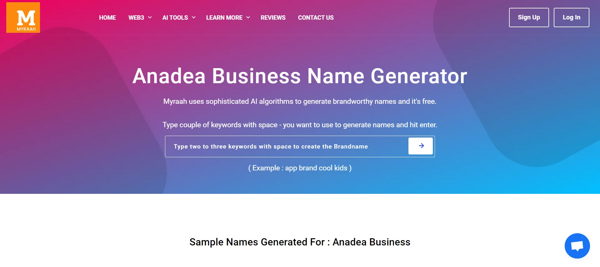 Anadea's free business name generator