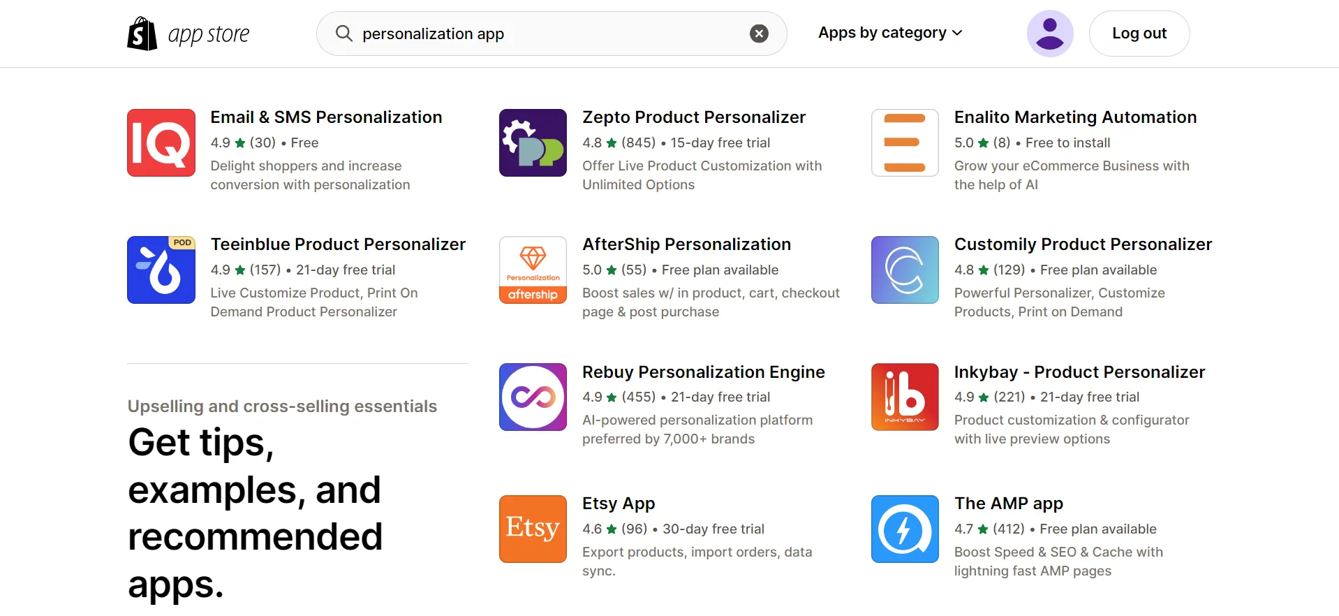 Shopify personalization app