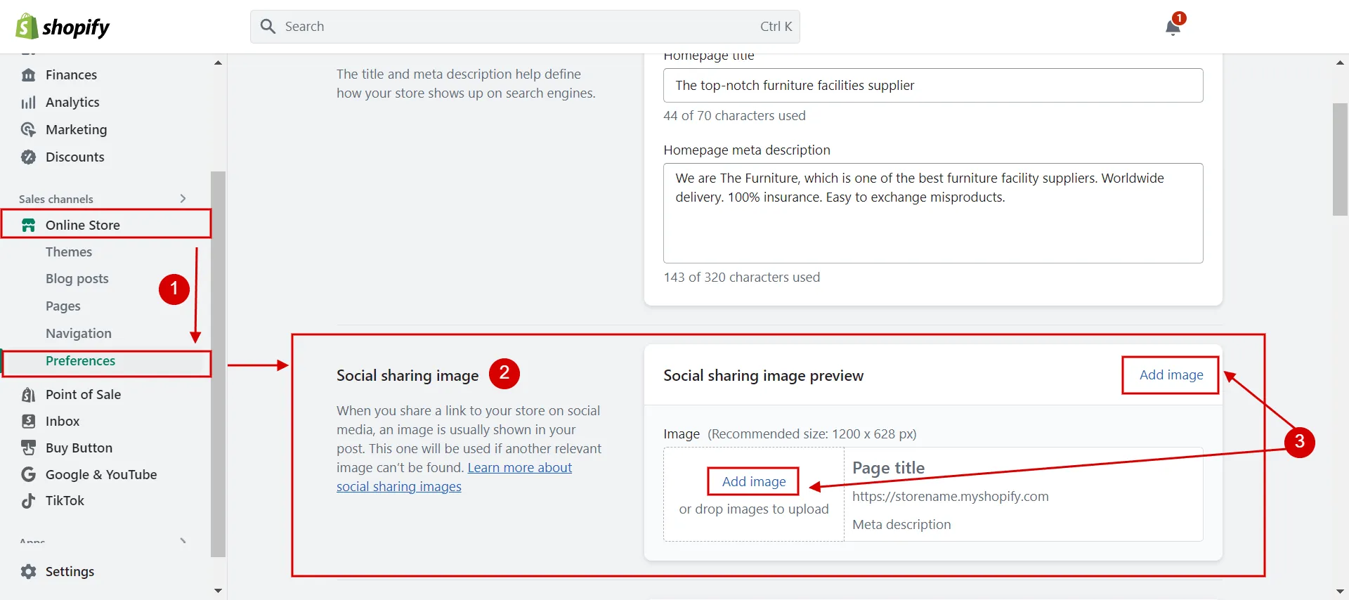 How to add social sharing images to Shopify.