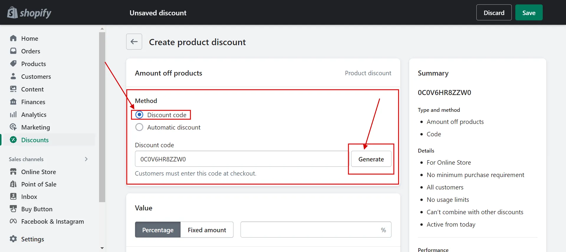 Generate Shopify discount codes