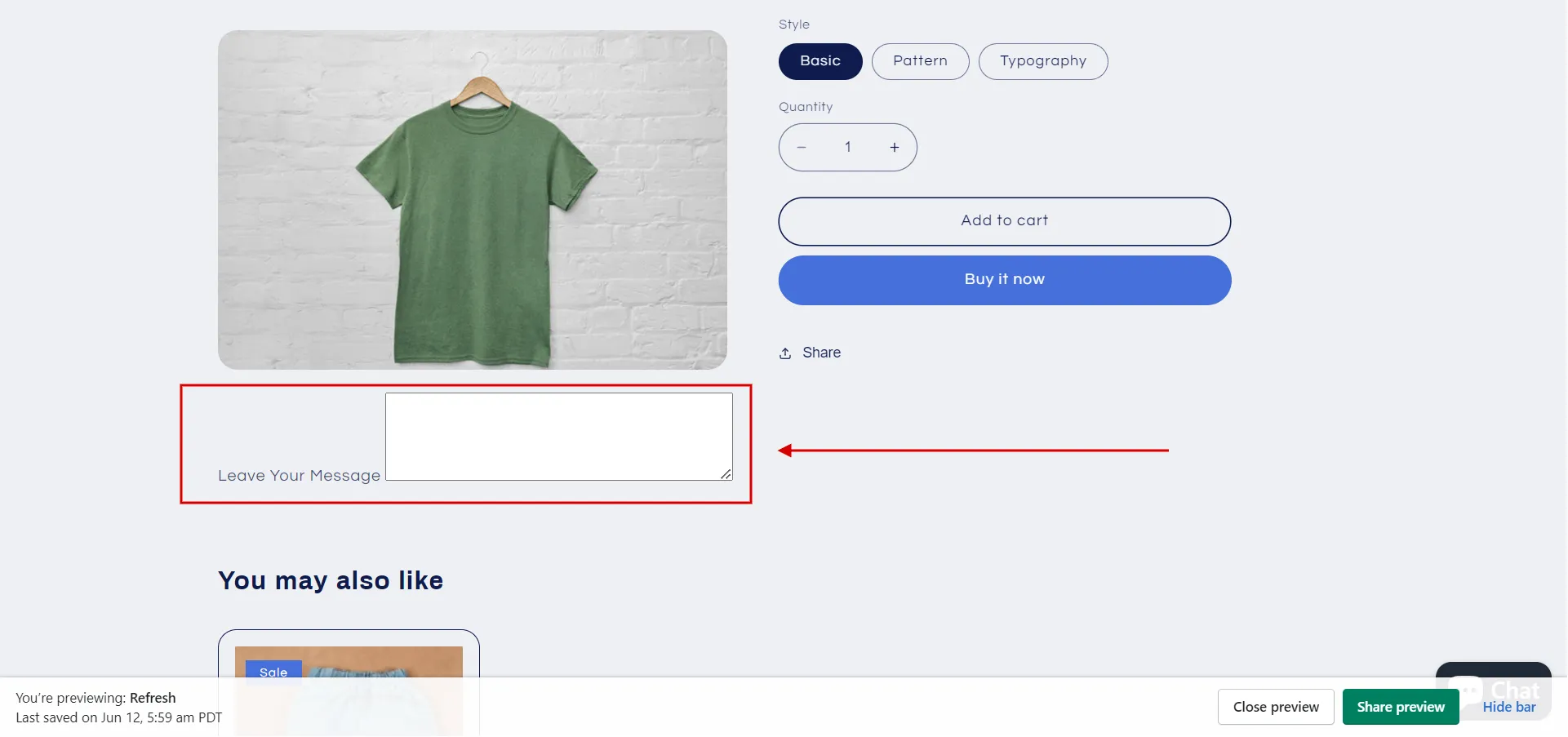 How to add custom text field on Shopify product page.