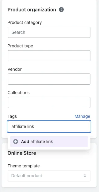 Add product Tags using Affiliate link