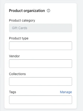 Assign Gift Cards to Product collection and tags
