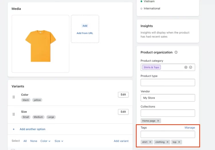 How to add product tags in Shopify