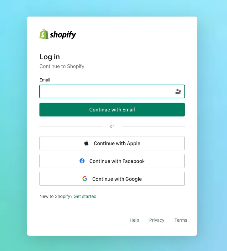 Shopify Login Dashboard