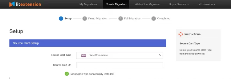 Setup WooCommerce as Source Cart