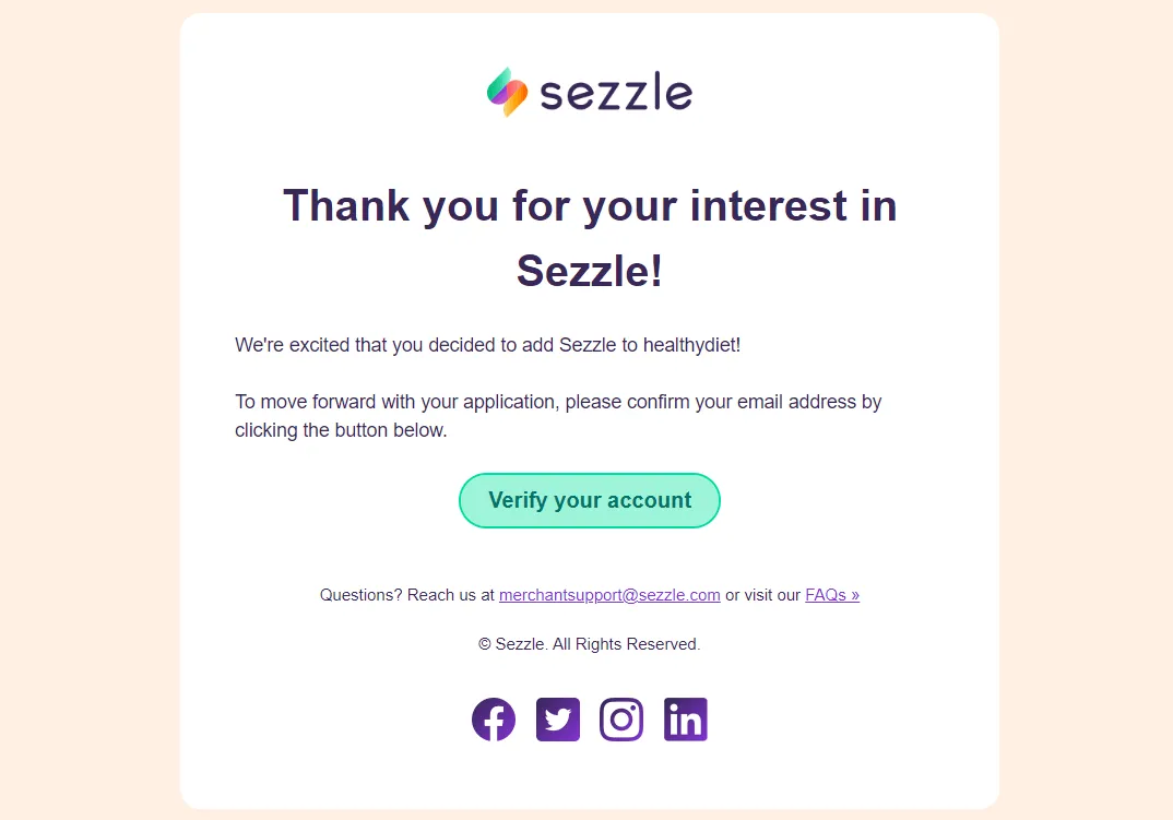 Creating Sezzle account 