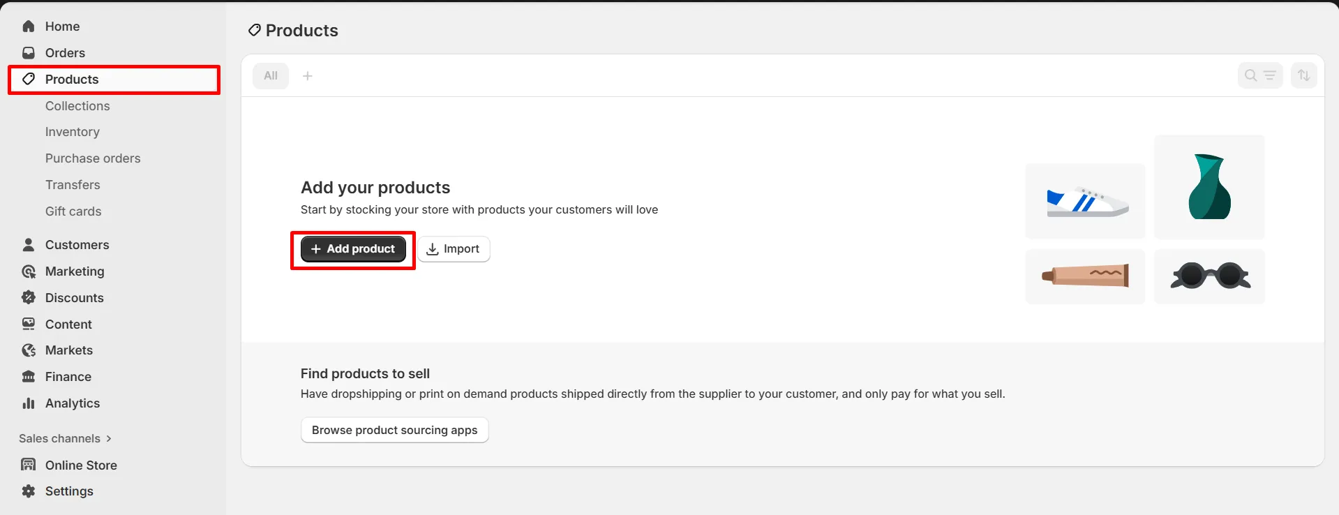 Add product on Shopify